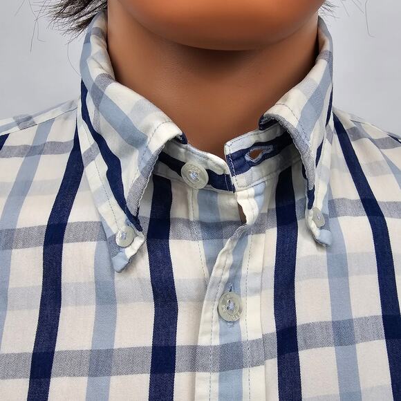 Brooks Brothers Men Shirt Milano Fit Size M Blue Navy White Plaid Button down - Picture 5 of 12